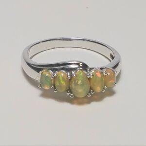 925 Silver Opal Ring Sz 9-3/4